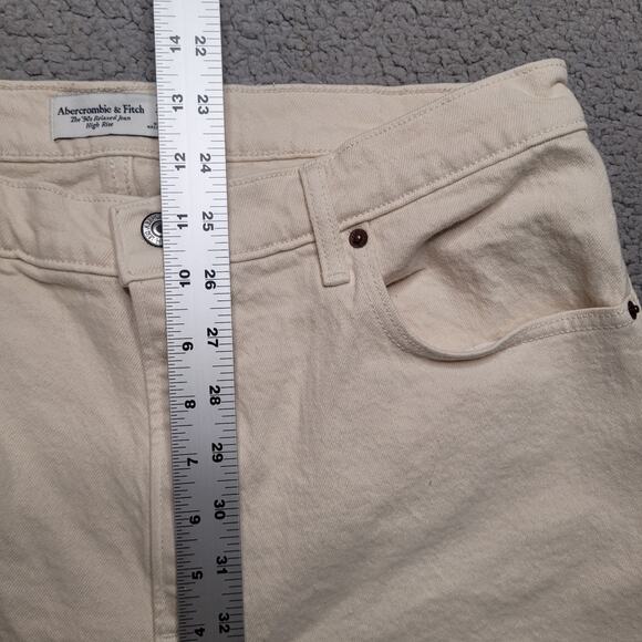 Abercrombie & Fitch Jeans 31 12 Regular Cream Denim 90s Relaxed Jean High Rise - Picture 5 of 6